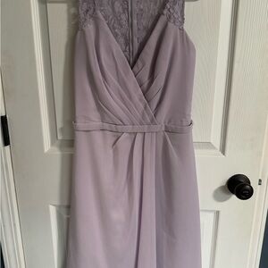 David's Bridal Lavender Midi Dress with Lace